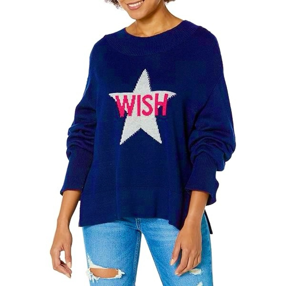 Whimsical WISH Sweater Blue Sz M